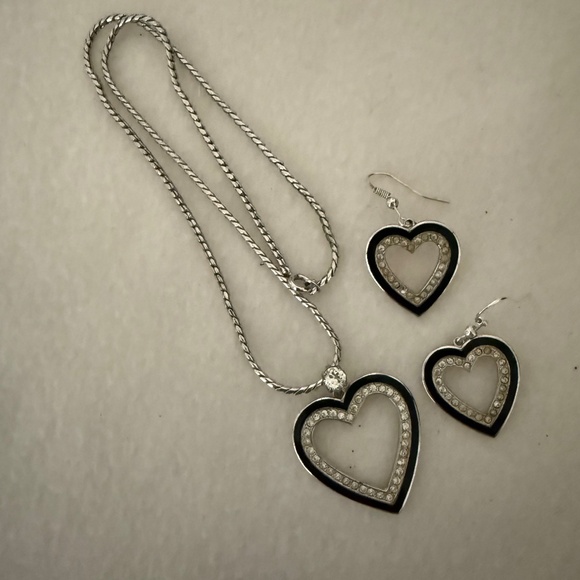 Art Deco Heart Shaped Necklace and Earring Set - Picture 1 of 4